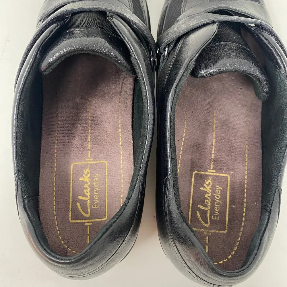 Clarks Women 9M Shoes Black Leather Active Air Everyday Comfort Waking